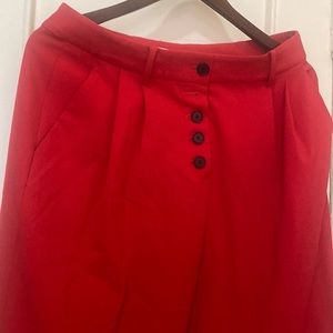 Sexy red pants pleated wit slanted pocked very loose fitting /size 8
